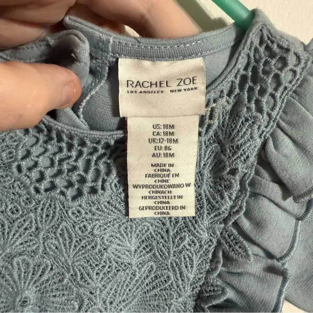 Rachel Zoe Blue Dress with Lace‎ and Ruffles
